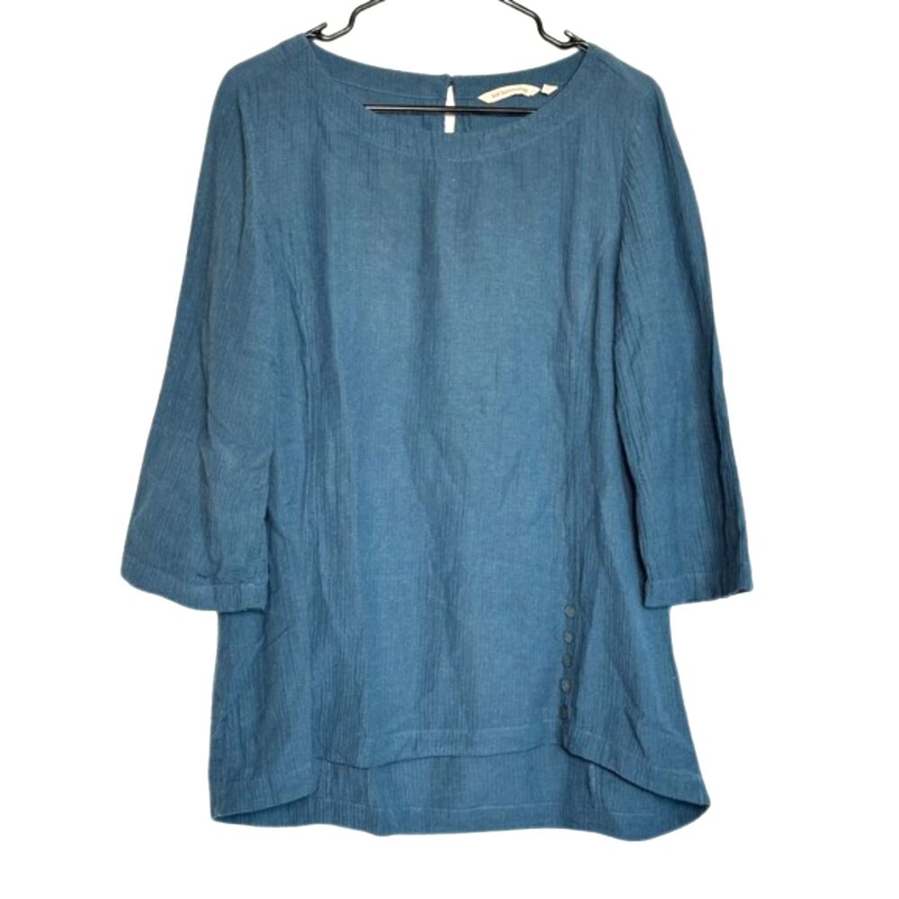 Soft Surroundings Oceo Gauze Tunic Top Womens M 3/4 sleeves Lightweight Textured